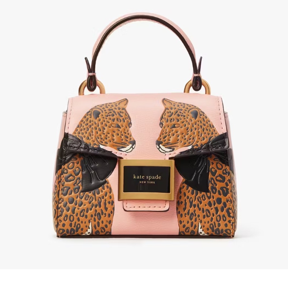 Kate Spade Lucy Leopard Micro Crossbody Pink Leather Purse Limited Edition